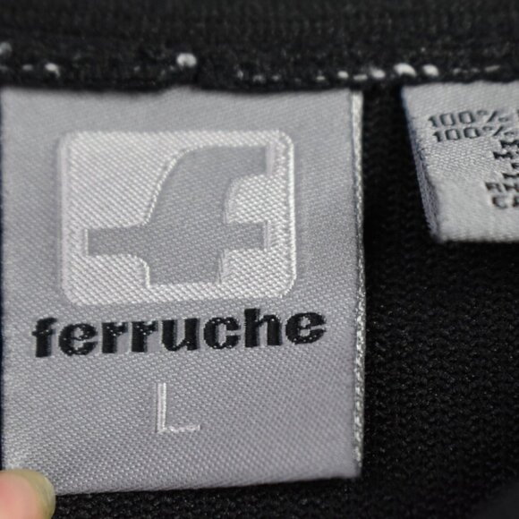 Ferruche Shirt L Mens Polo Black One Pocket Polyester Button Collared - Picture 6 of 10